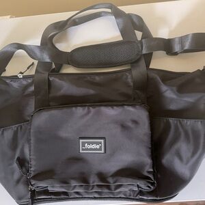 The Foldie Black Foldable Shoulder Bag